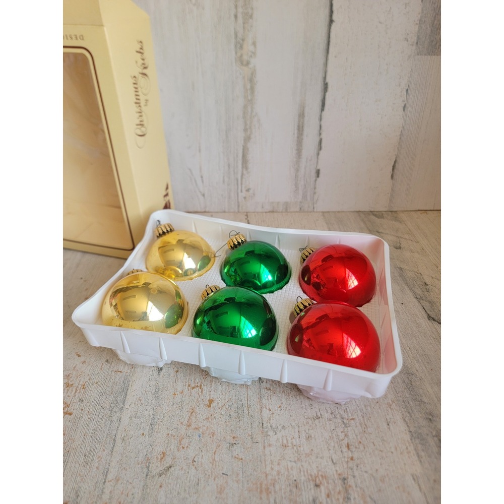 Krebs vintage yellow green red ball glass ornament Xmas set Unique Home